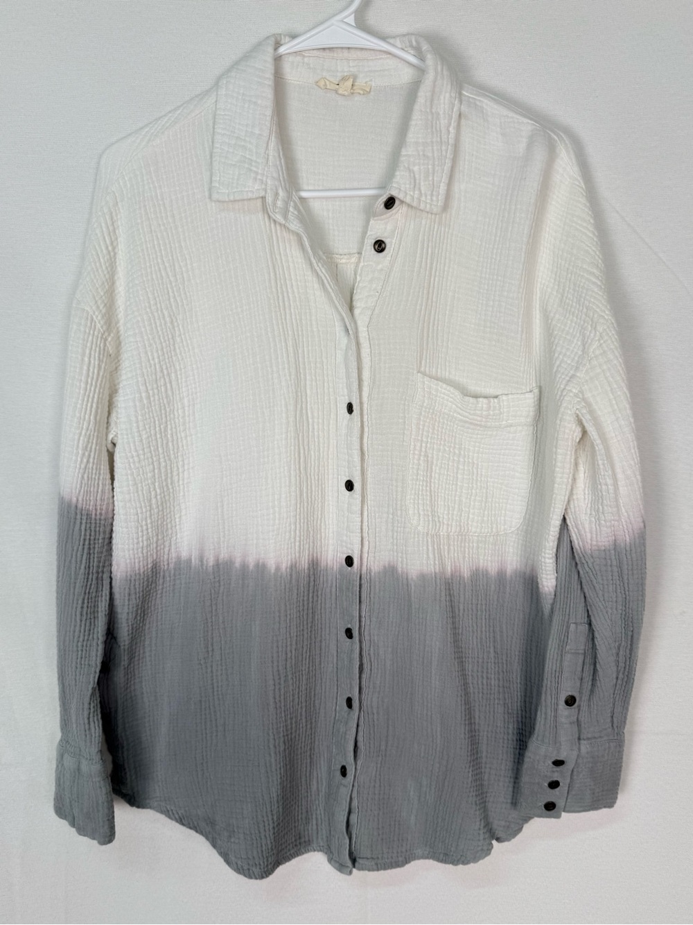 easel White-to-Gray Dip Dye Button-Down Shirt